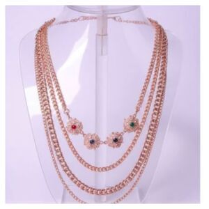 Urban Outfitters Women's Gold Chunky Layered Gemstone Necklace NWT 50